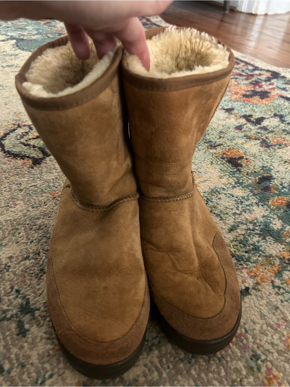 UGG Short Suede Boots in Chestnut Brown